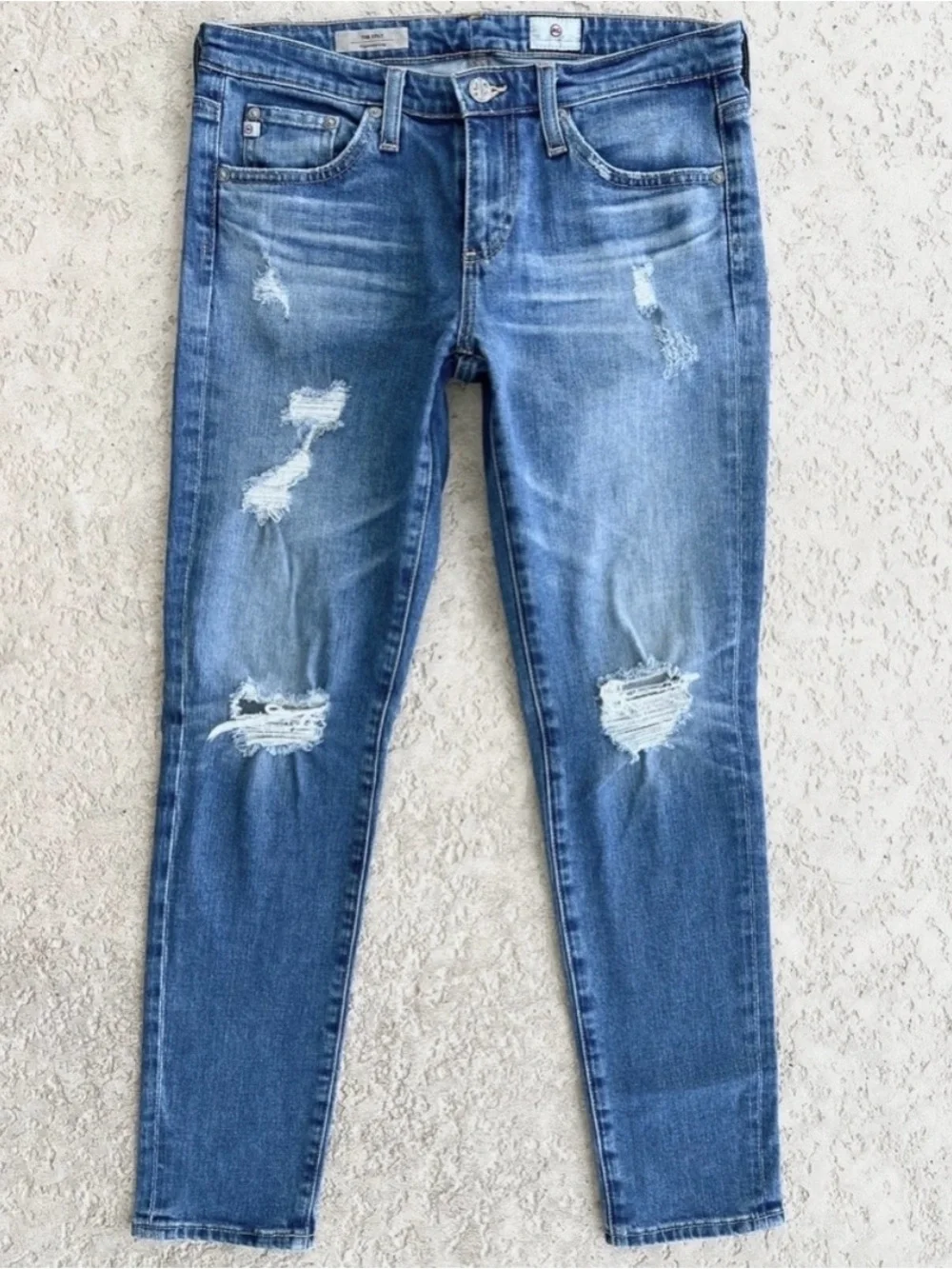 Womens Ag Jeans Size 26 Stilt Cigarette Leg Skinny Distressed Ripped destroyed